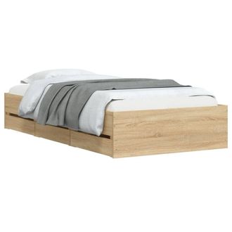 Berkfield Home Modern Bed Frame with Drawers without Mattress Sonoma Oak 90x190 in Light Tan | Size: Single