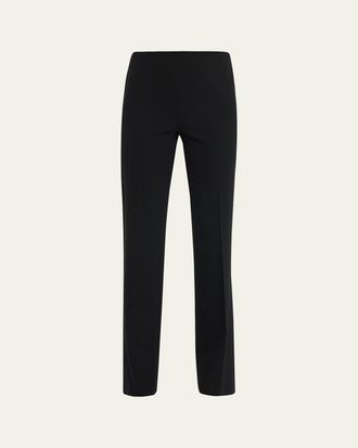 Ralph Lauren Collection Alandra Side-Zip Stretch-Wool Pants, Black
