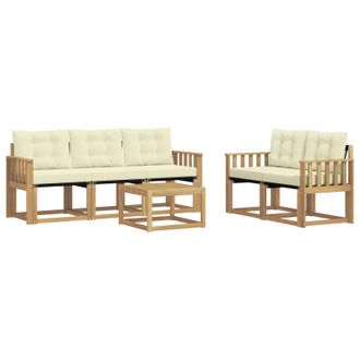 vidaXL Conjunto De Sof&aacute;s De Exterior Con Coj&iacute;n 6 Pcs Blanco Y Crema Vidaxl