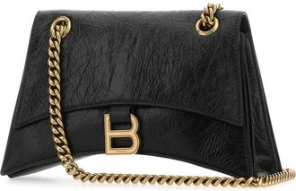 Balenciaga Womens Crush Shoulder Bag Black Calf