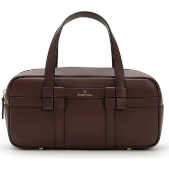 La Portegna Bibi Leather Bag With Shoulder Strap And Iconic Knots in Burgundy at Nordstrom