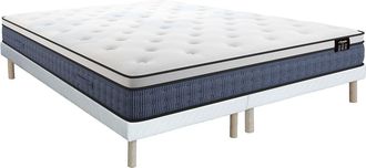 Vente-Unique Conjunto 180 x 200 cm base tapizada + colch&oacute;n de muelles ensacados 7 zonas y capa de gel viscoel&aacute;stico grosor 23cm - VARNO de YSM&Eacute;E