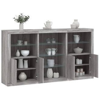 Berkfield Home Sideboard with LED Lights Grey Sonoma 181.5x37x100 cm