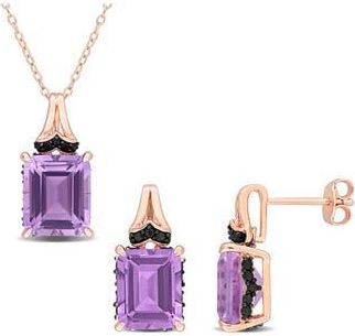 Delmar Emerald-Cut Rose de France Amethyst Earrings & Necklace Set in Purple at Nordstrom Rack