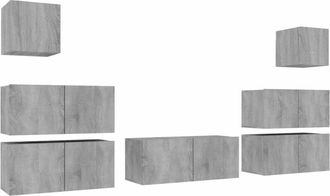 vidaXL 7 Piece TV Cabinet Set Grey Sonoma Engineered Wood vidaXL
