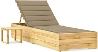 vidaXL Tumbona De Jard&iacute;n Con Mesa Y Coj&iacute;n De Madera De Pino Impregnada Vidaxl