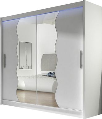 Mirjan24 Armario Closico Pallor X, Blanco, 215x180x57cm, Puertas De Armario: Correderas, N&uacute;mero De Estantes: 5, Led