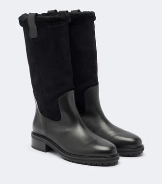 Aeyde Theo leather and suede knee-high boots