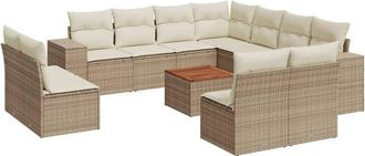 vidaXL Set De Sof&aacute;s De Jard&iacute;n 12 Pzas Y Cojines Rat&aacute;n Sint&eacute;tico Marr&oacute;n Vidaxl