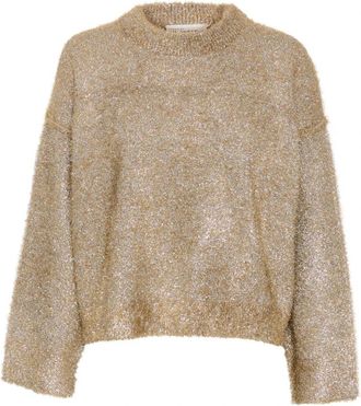 Karen by Simonsen Zachte Gebreide Trui Simply Taupe - Dames - Ronde hals truien - Beige - L - Truien & Vesten