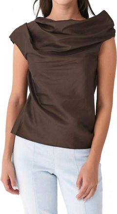 SIMKHAI Womens Viva Draped Top In Chocolate
