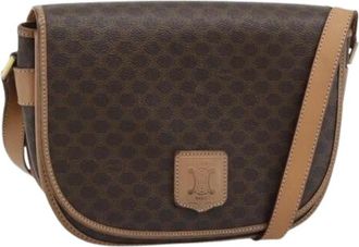 Celine Pre-owned Macadam Canvas Shoulder Bag - Dames - Vintage Schoudertas - Bruin - ONE Size - Leer - Vintage