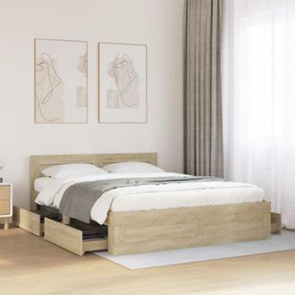 vidaXL Giroletto Testiera Rovere Sonoma 160x200 cm Legno Multistrato - Vidaxl