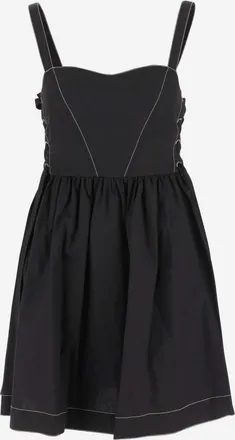Pinko Black Lace-up Cotton Minidress
