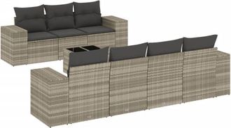 vidaXL Vidaxl - Set De Sof&aacute;s De Jard&iacute;n 8 Pzas Y Cojines Rat&aacute;n Sint&eacute;tico Gris