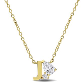 Mimi & Max 3/4ct TGW Created White Sapphire Q Initial Necklace Yellow Plated Sterling Silver
