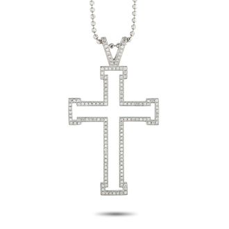 Theo Fennell 18K White Gold 1.0ct Diamond Cross Pendant Necklace TF03-051926