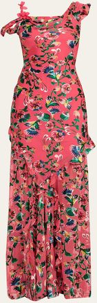 Saloni Seema Floral Silk Chiffon Maxi Dress