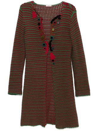 Prada 2005 crochet embellished cardigan coat - women - Cotton - 44 - Green