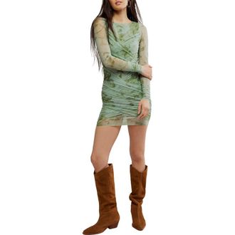 Free People Katana Long Sleeve Body-Con Minidress in Sage Combo at Nordstrom Rack, Size Medium