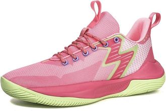 Generic Mens Basketball Shoes Lightweight Rebound Cushioning Wear-Resistant Anti Slip Sports Leisure Boots Walking Shoes(Pink,4.5 UK)