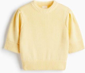 H&M Rib-knit Top in Light Yellow at Nordstrom, Size Xx-Large