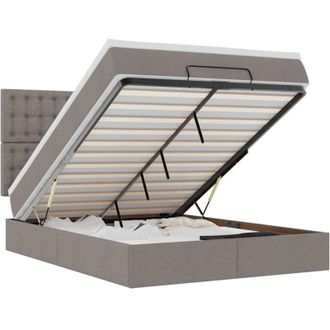 vidaXL Estructura De Cama Otomana Colch&oacute;n Tela Gris Pardo 140x190cm Vidaxl