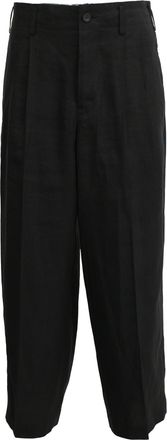 Yohji Yamamoto Pleated Wide-Leg Trousers in Black Cupro