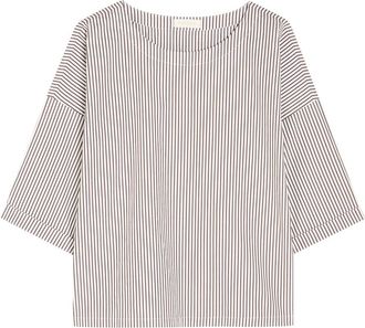 Suzie Kondi Saria Striped Cotton-poplin top - Brown - S (UK8-10 / S)