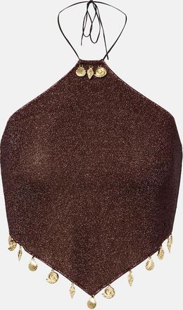 Os&eacute;ree Os&eacute;ree Lumi&egrave;re beaded halterneck top