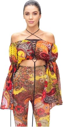 F**k Tops, Dames, Veelkleurig, L, Polyester, Crop Top