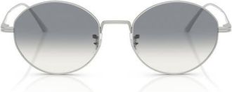 Oliver Peoples 50mm Khaite Round Sunglasses in Silver /Grey Gradient at Nordstrom
