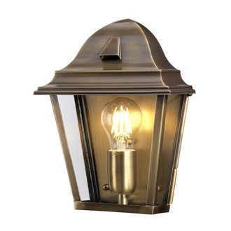 Netlighting St James 1 Light Outdoor Wall Lantern Light Solid Brass IP44 E27 in Yellow