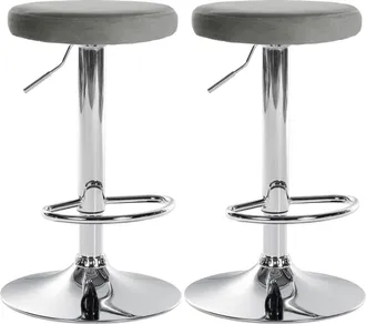 Clp Clp - Set De 2 Taburetes De Bar Ponte En Terciopelo Gris Metal Cromado