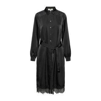 &Co Woman Button-Through Long Dress - Dames - Jurken - Zwart - Maat: L Zijde
