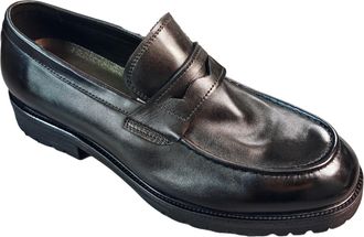 Generic Mens Horsehide Leather Loafers British Style Slip On Dress Shoes Distressed Wash Vintage Finish for Business Casual Formal and Versatile Outfits(10.5)