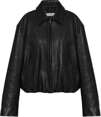Acne Studios Leren Bomberjack - Dames - Jassen - Zwart - Maat: XS Zijde