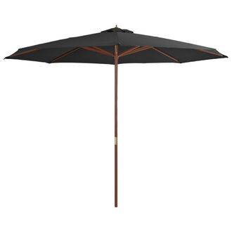 Berkfield Home Outdoor Parasol with Wooden Pole 350 cm Anthracite in Black