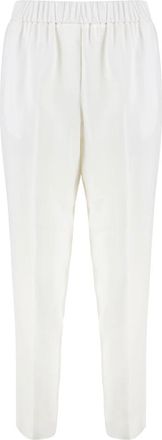 PESERICO Elegante Viscose Broek met Zakken - Dames - Slim Fit Broeken - Wit - XL - Rayon - Broeken