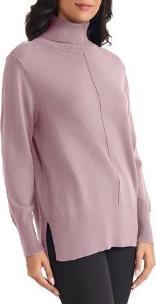 Jones New York Turtleneck Seam Front Bouclé Sweater in Rose at Nordstrom, Size X-Large