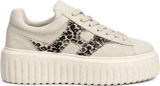 Hogan Leopard Print Ribbed-Sole Platform Sneakers