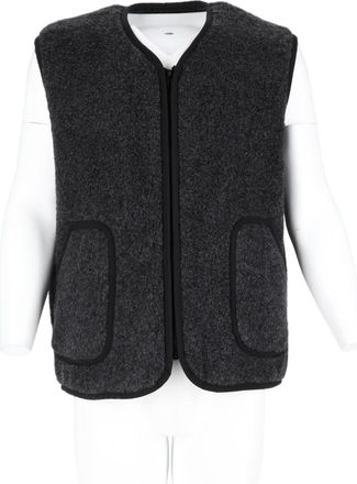 Amish Black Textured Round Neck Vest