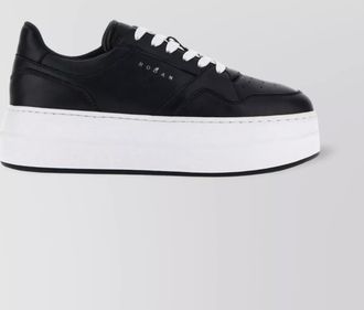 Hogan leather paneled logo-print flatform sneakers