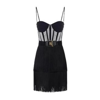 Elisabetta Franchi Party Dresses, female, Black, Size: XL abiti Poliestere