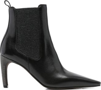 Brunello Cucinelli Leather Heeled Ankle Boots