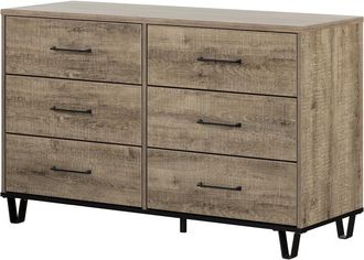 South Shore Furniture Arlen 6-Drawer Double Dresser, Weathered Oak