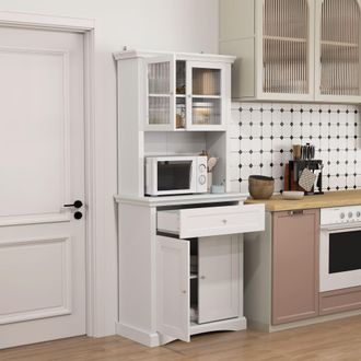 HOMCOM Kitchen Cupboard Storage Cabinet with Drawer, Doors & Shelves, White