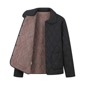 Generic Quilted Jackets for Women Coats for Womens Casual Long Sleeve Button down Puffer Jacket with Pockets Lightweight Warm Padded Coat Fashion Oversized La