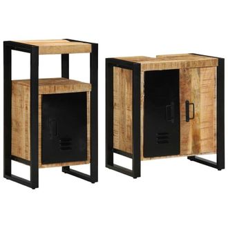 vidaXL Juego De Muebles De Ba&ntilde;o Con Caj&oacute;n 2 Pcs Madera De Mango Maciza Vidaxl