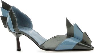 Prada Womens Two-Tone Leather Pumps Antracite+astrale Scarpe Con Tacco High Heel Shoes